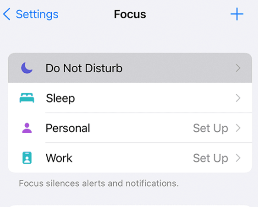 Do Not Disturb option iPhone