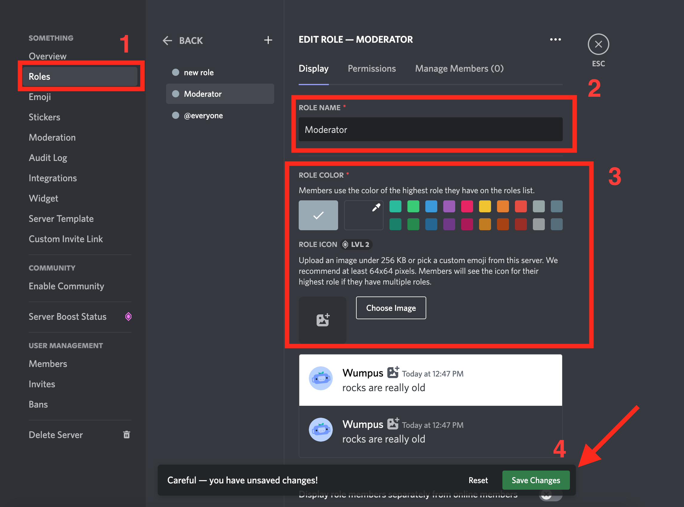 discord roles options