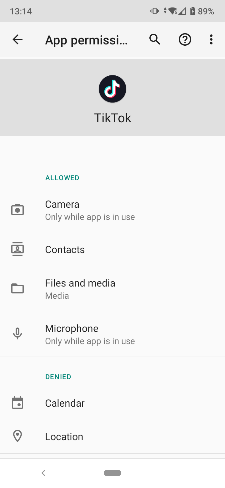 tiktok camera access android option