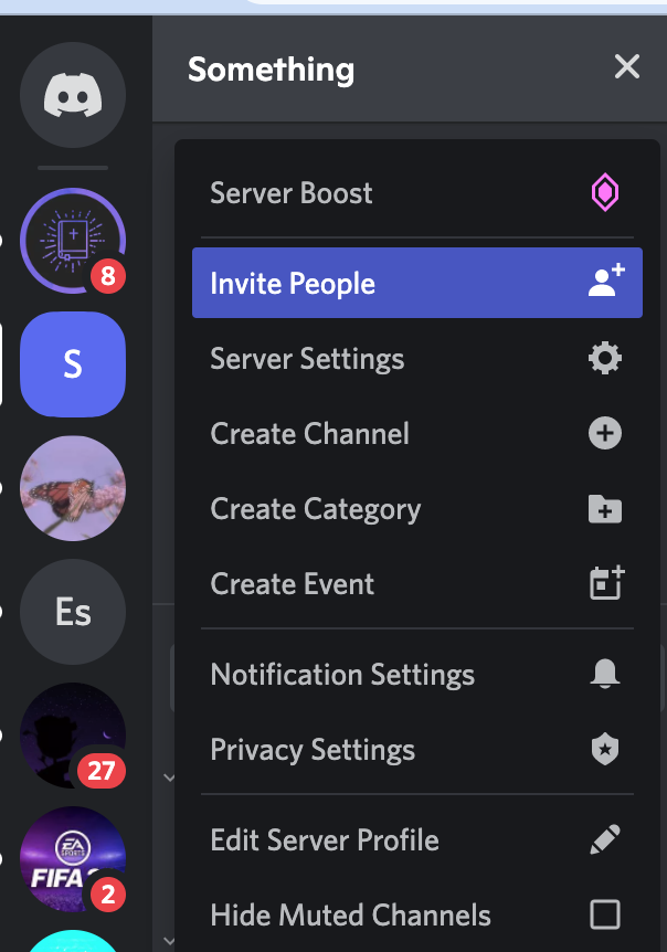 Discord invite people option