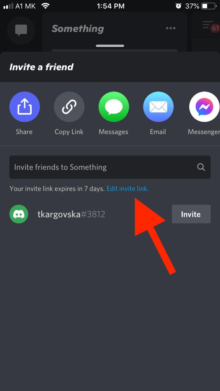 discord mobile edit invite link