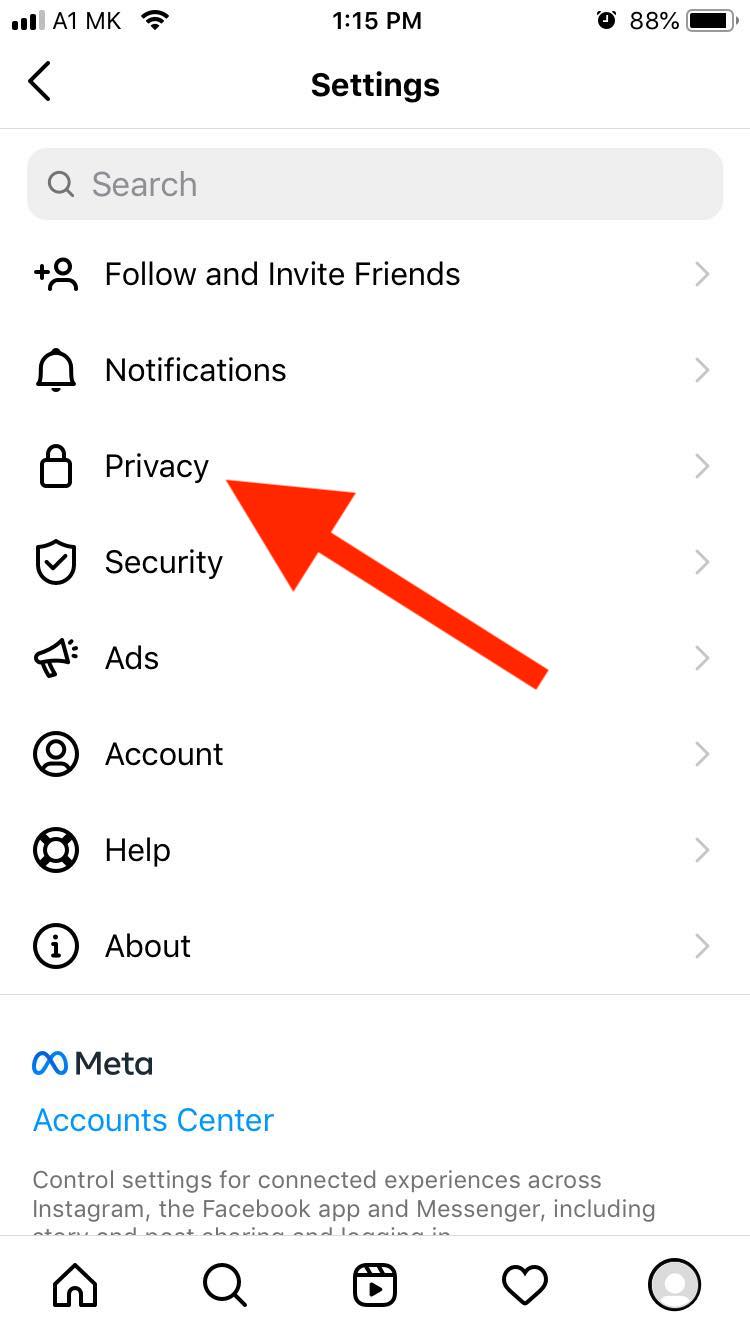instagram privacy option