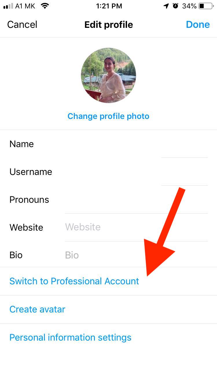 instagram switch to professional account 