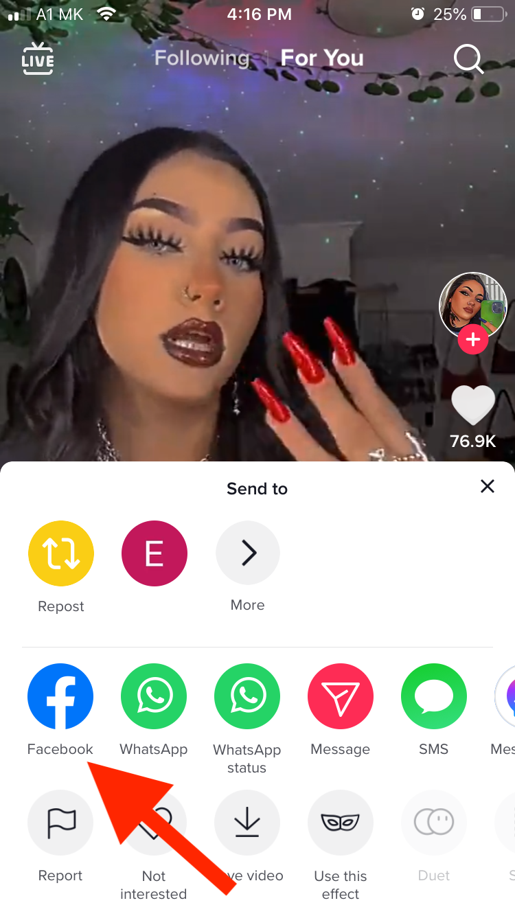 tiktok share to facebook