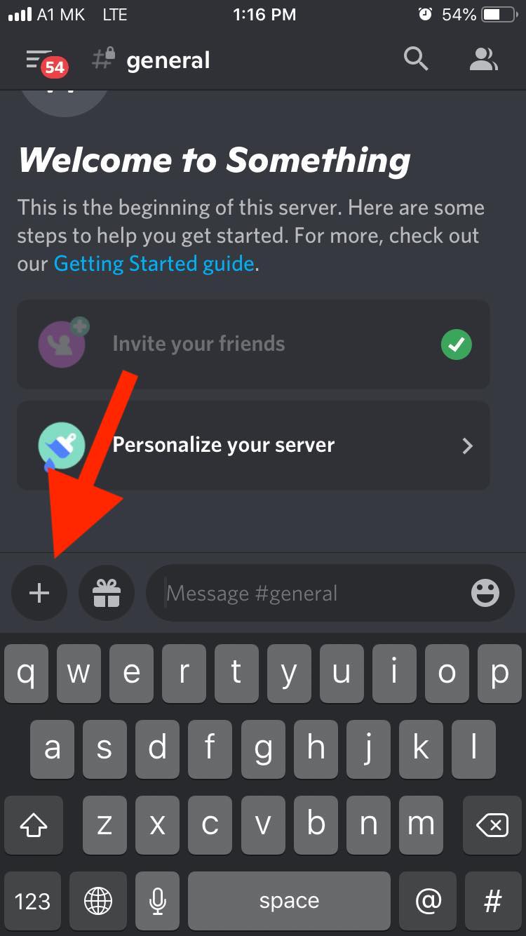 discord mobile plus sign