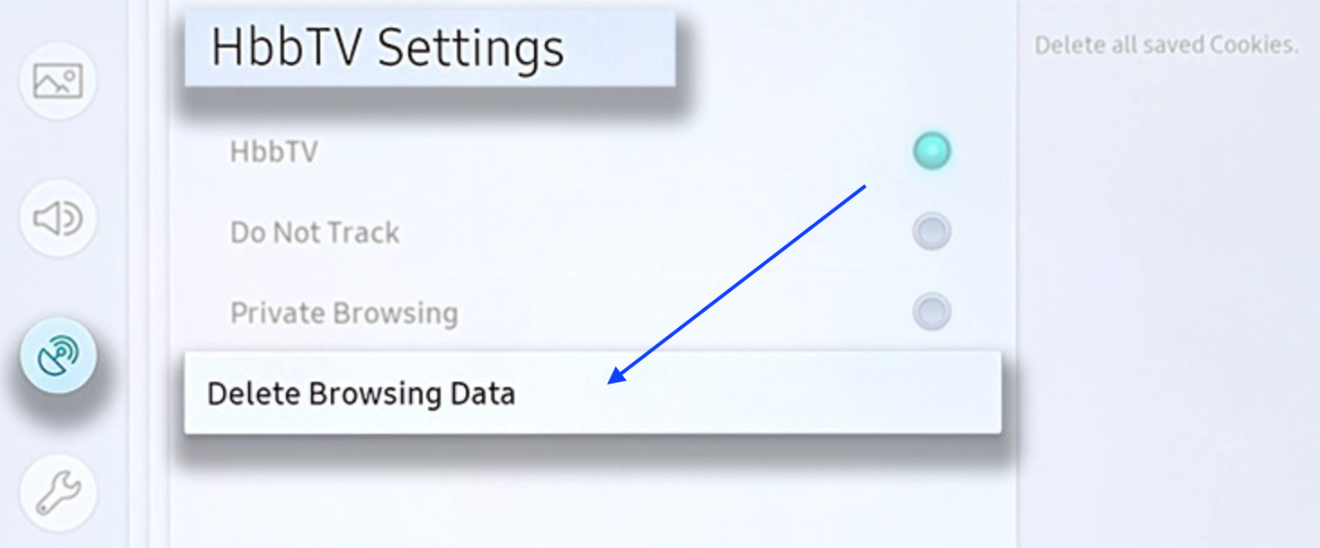Delete Browsing Data - Samsung TV