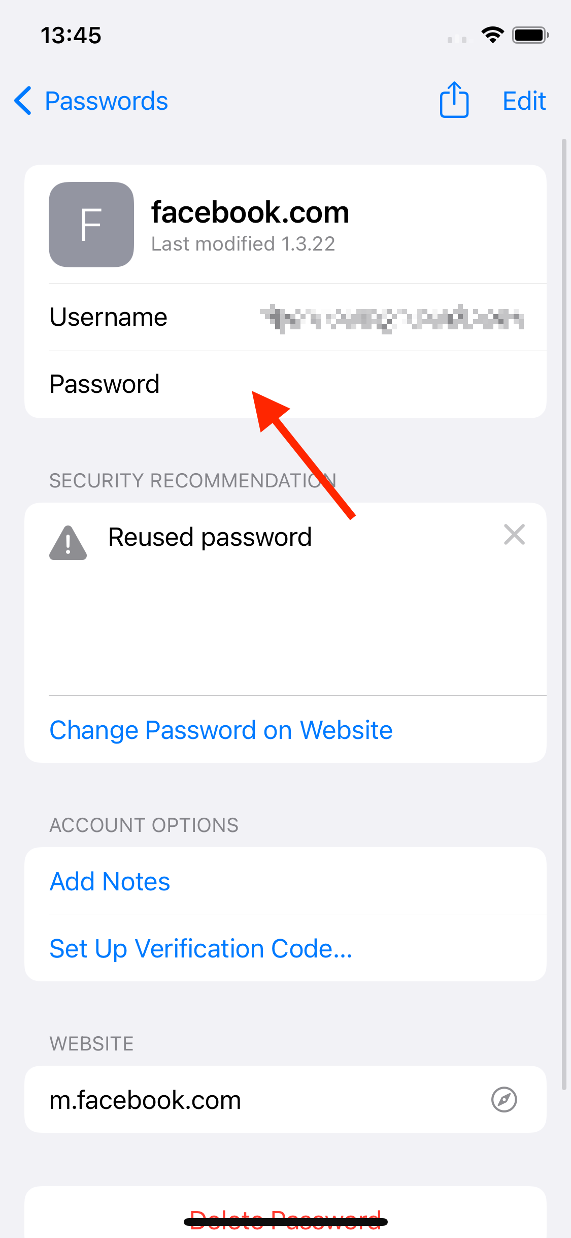 Tap on the password field