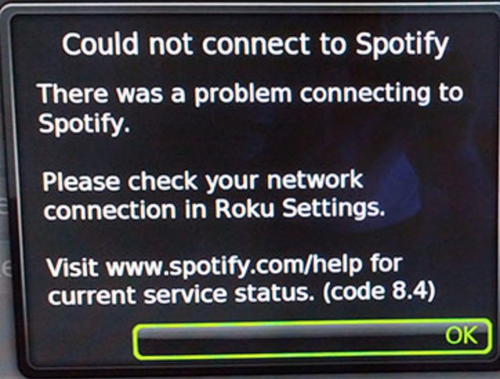Spotify - Roku error message