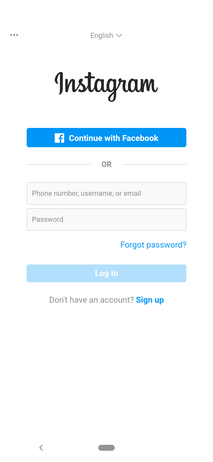 Enter your username and password to log in to Instagram