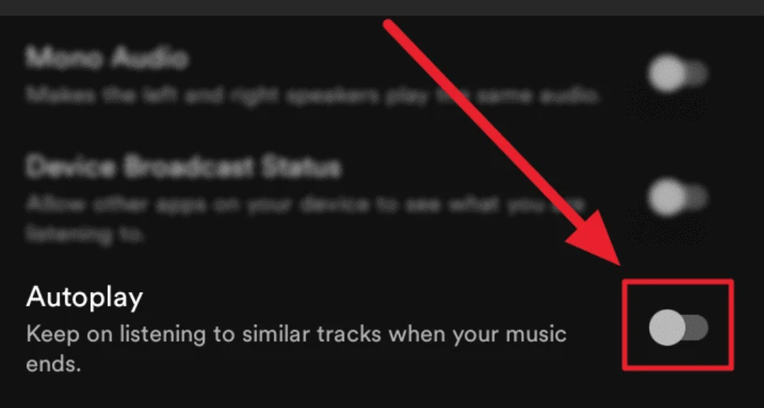 Spotify Autoplay option turned off