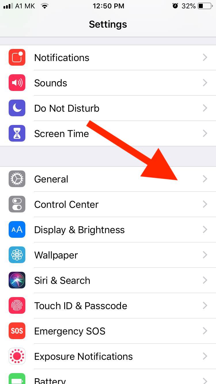 iphone general settings