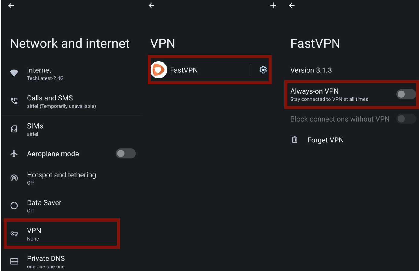 Disable VPN