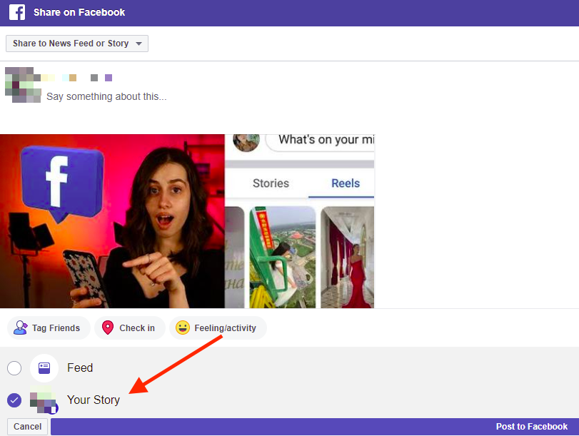 share a YouTube link to your Facebook Story