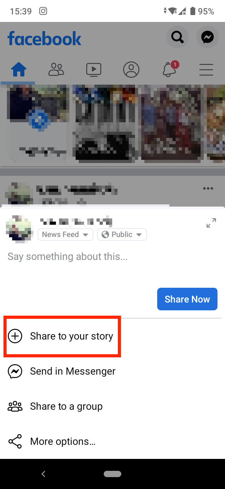 tap on 'Share to your story'