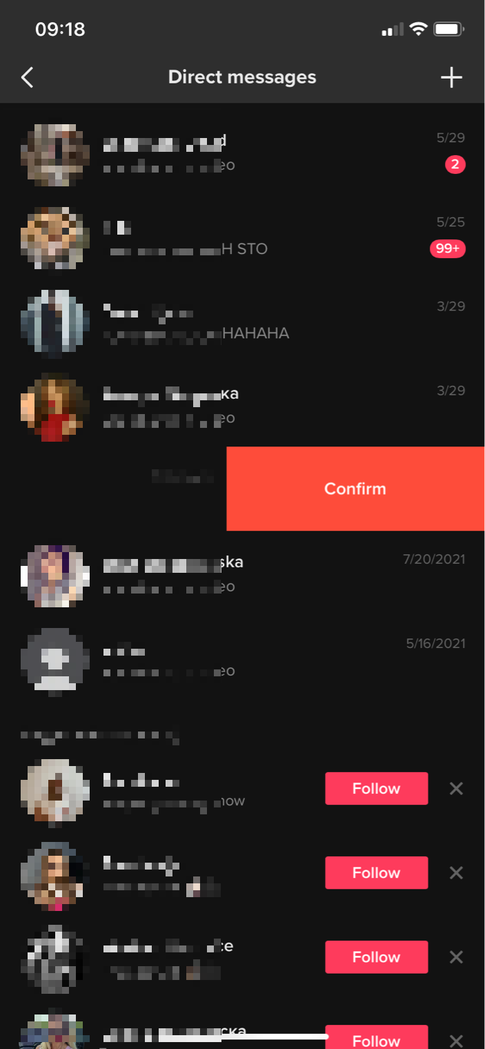 tiktok confirm delete chat option