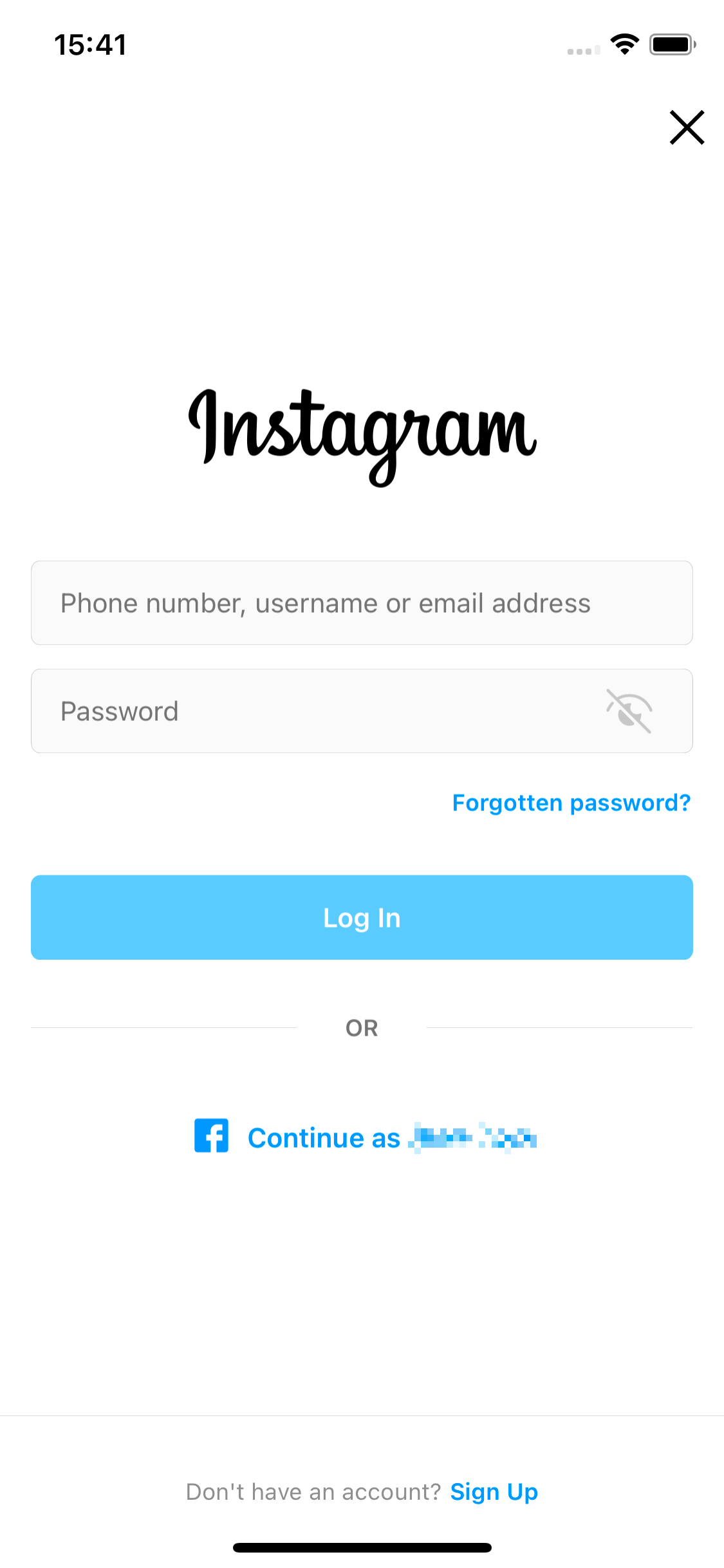 Tap on 'Forgotten password'