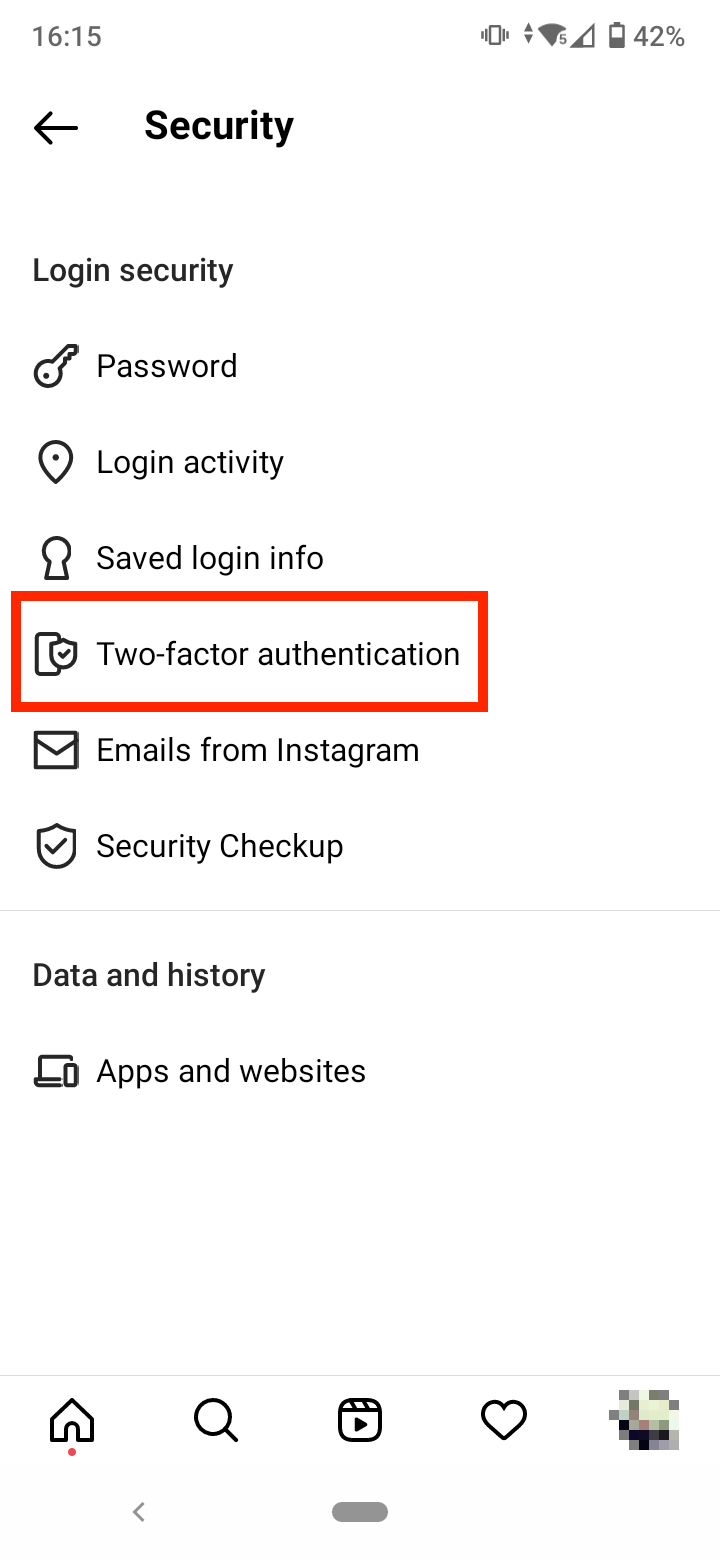 Select ‘Two-factor authentication’