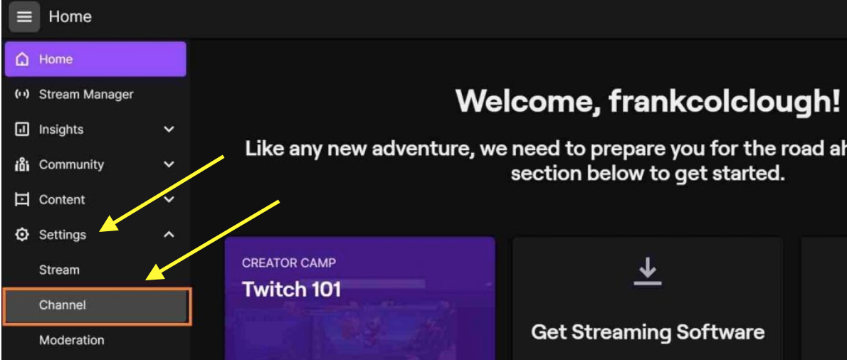 Twitch settings