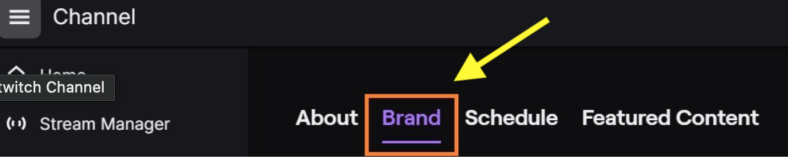 Brand tab option - Twitch