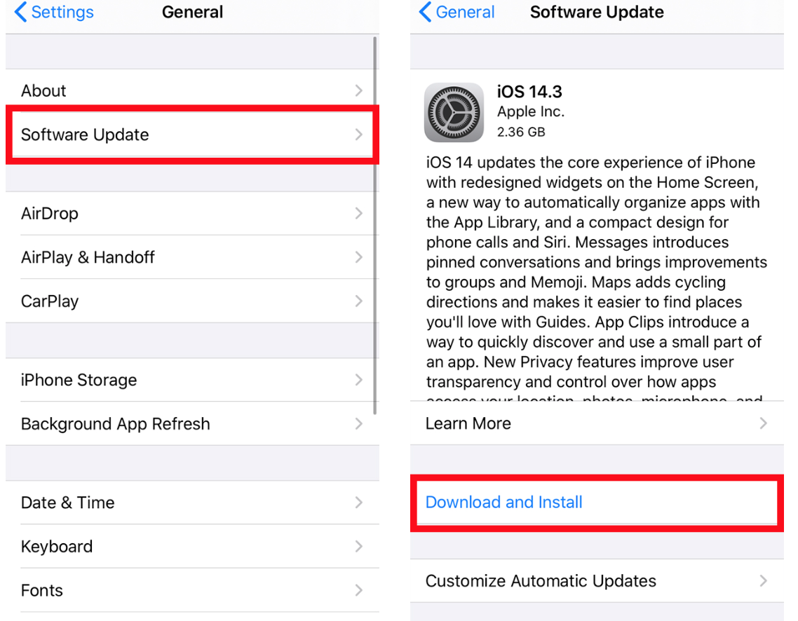Download and Install - Software Update iOS