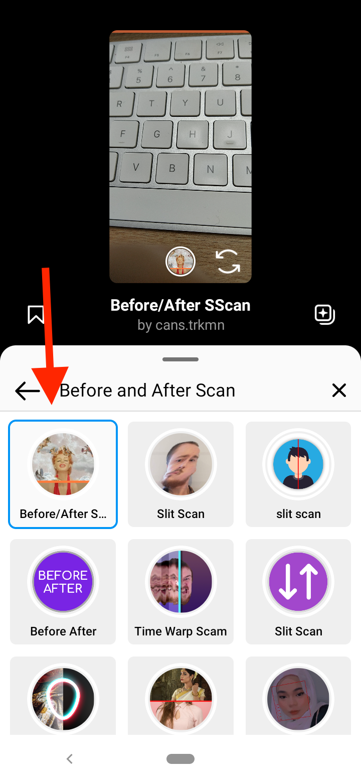 Select the first result that comes up for the 'Before and After Scan' filter