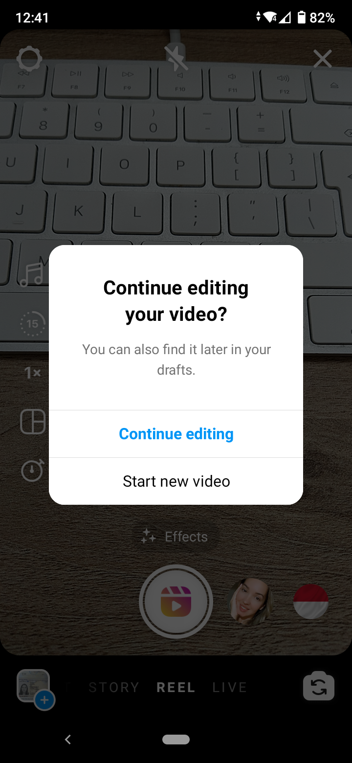 “Continue editing your video?”