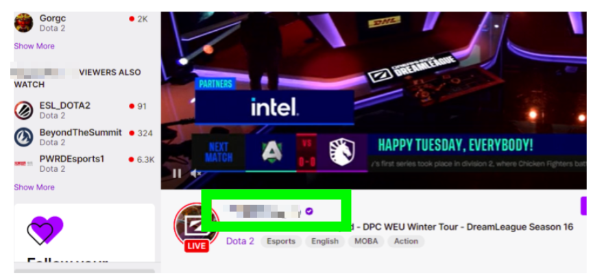 Twitch username tab