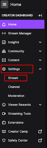 Twitch settings