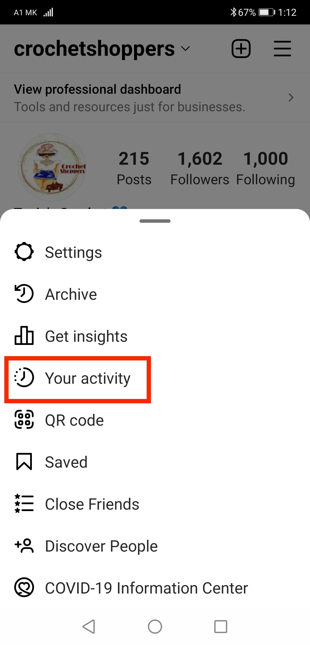 Select 'Your Activity'