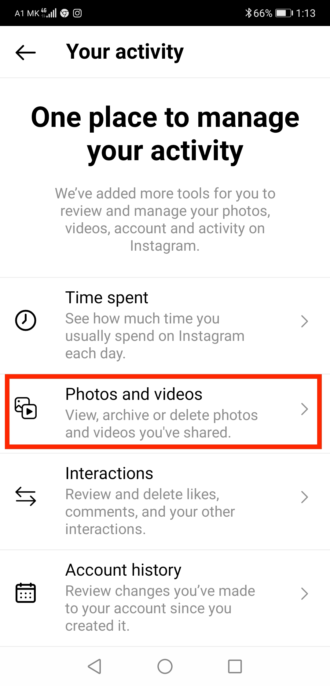 Select 'Photos and videos'