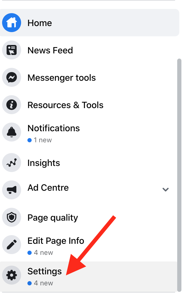 facebook page settings
