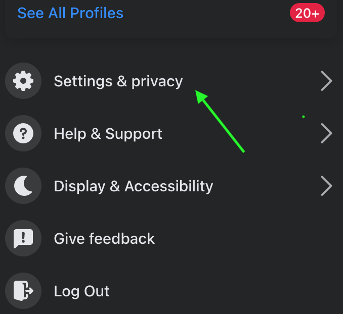 Settings and privacy - Facebook