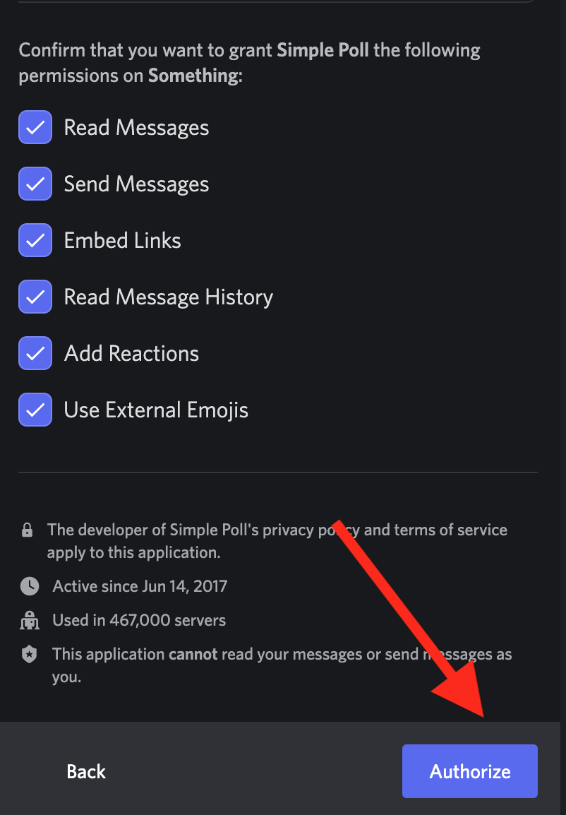 simple poll discord bot permissions