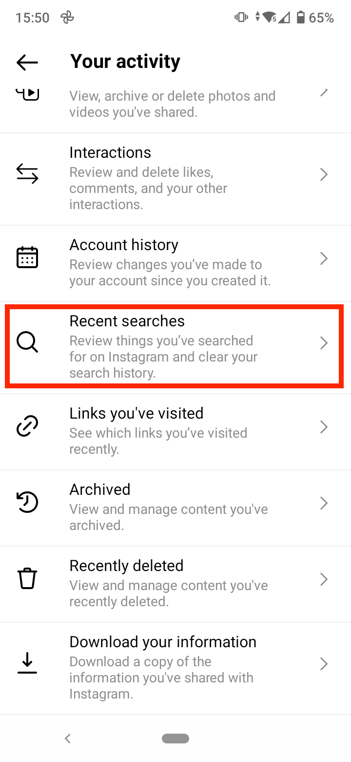 Tap on ‘Recent searches’