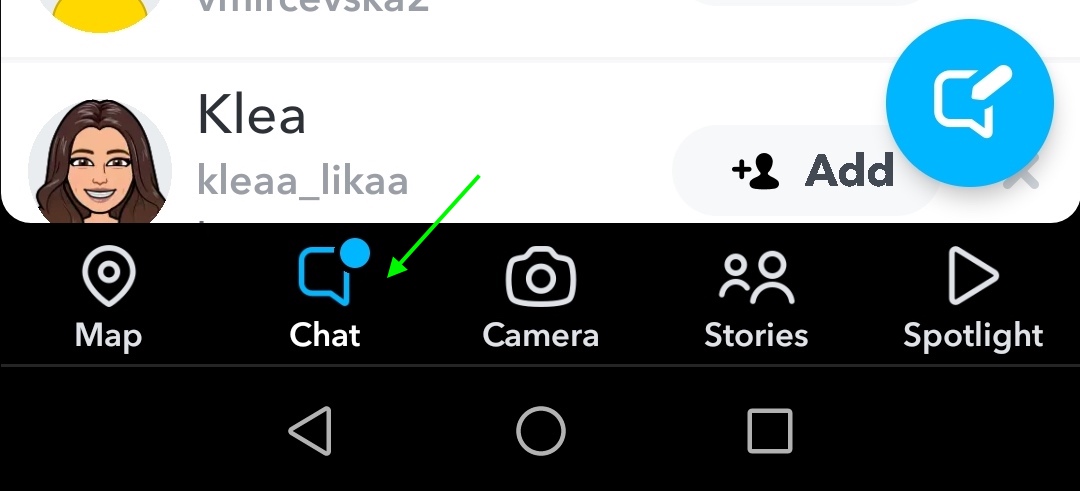Snapchat chat option