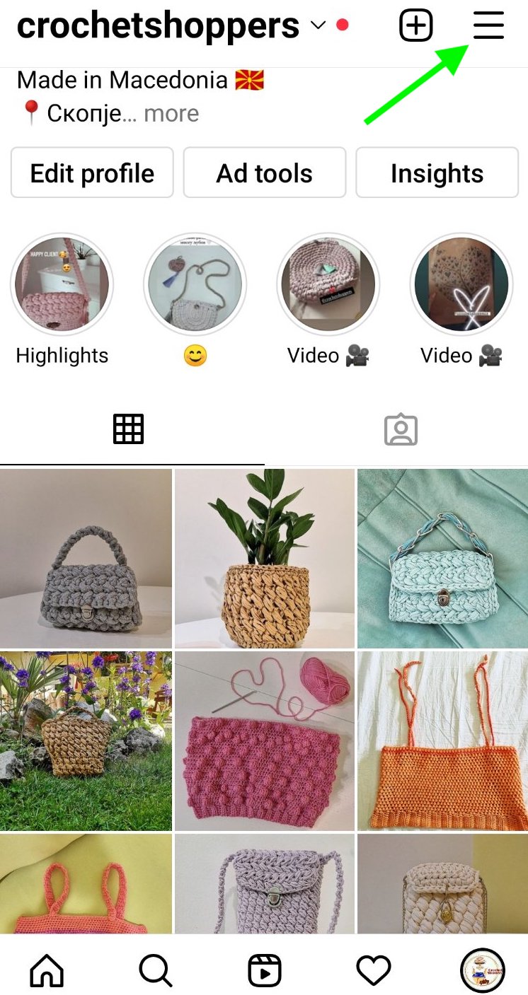 Instagram menu