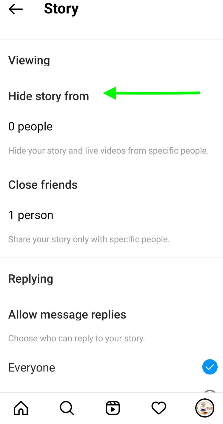 Hide Story From - Instagram options