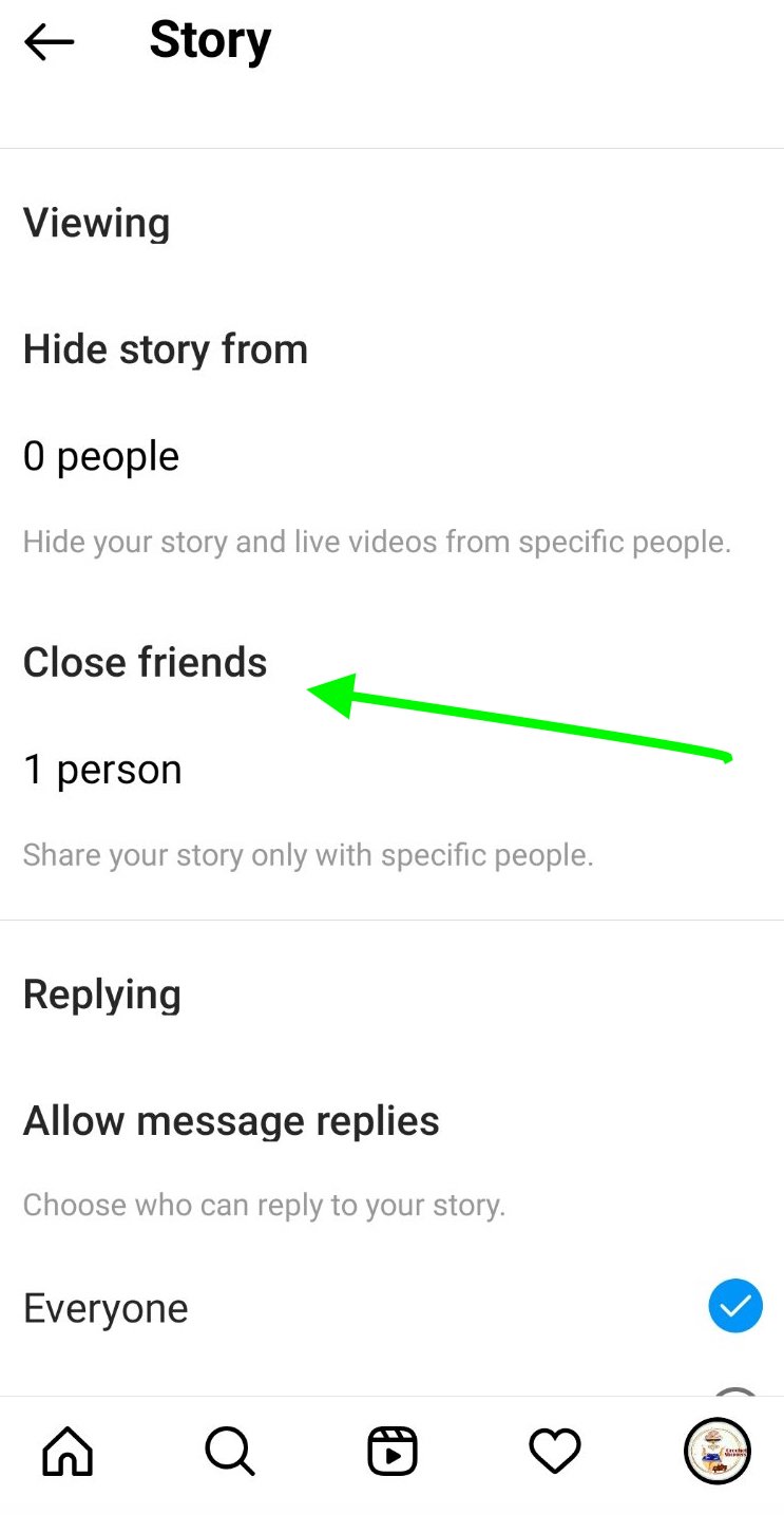 Instagram Story options - Close Friends