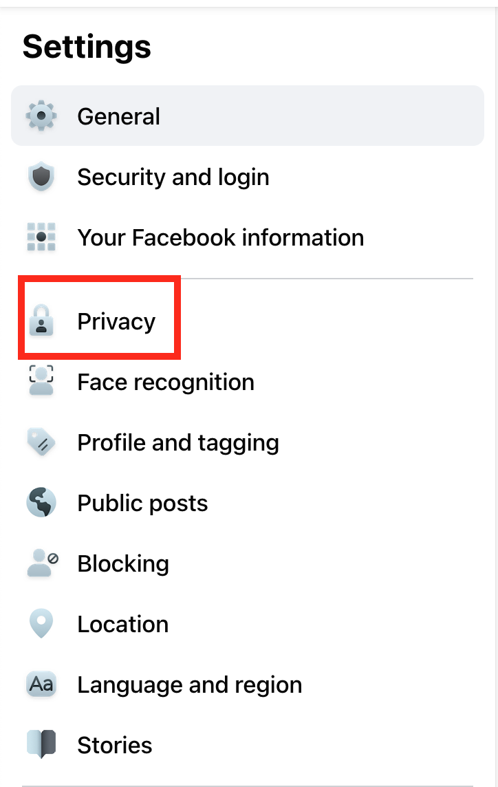 click on 'Privacy'