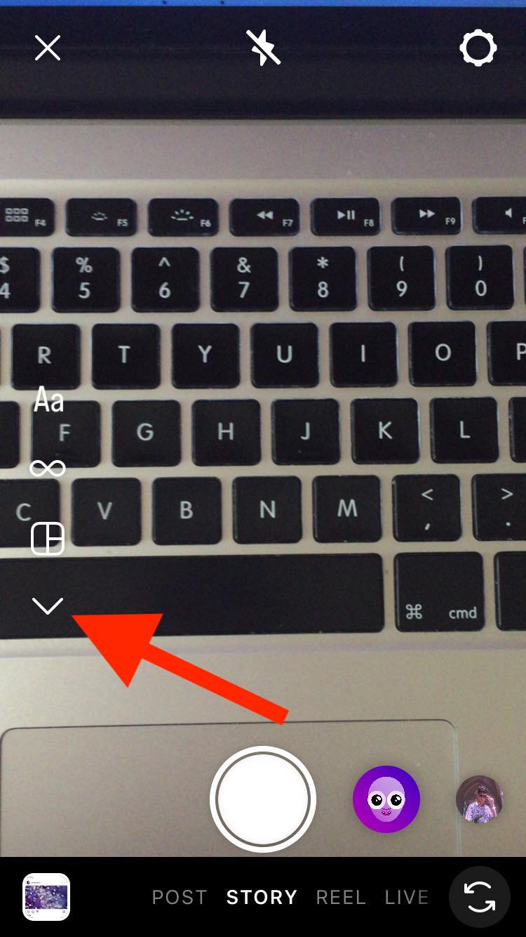 instagram story drop down menu