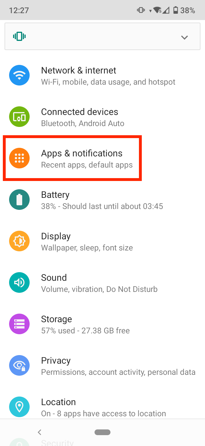 Select 'Apps & notifications'