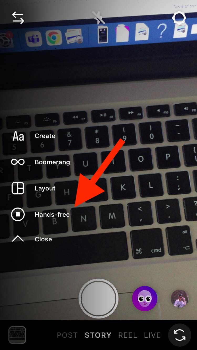 instagram story hands free option