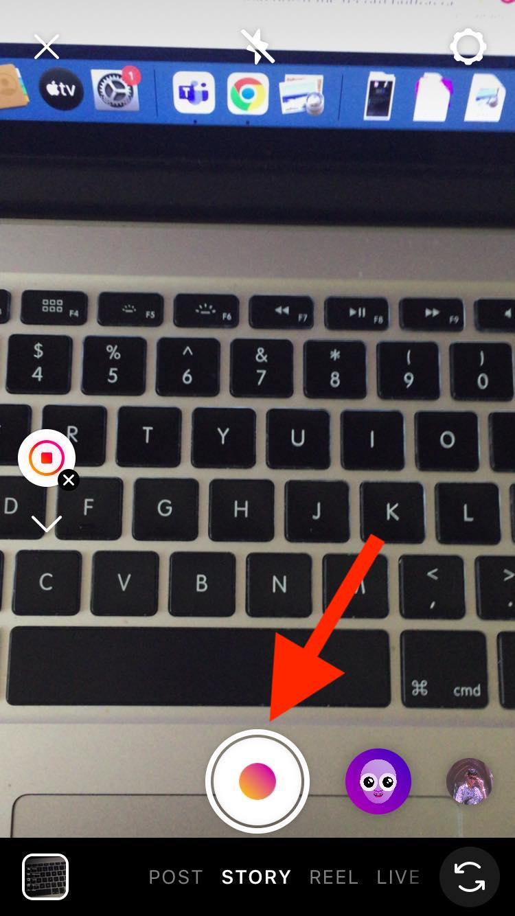 instagram story record button