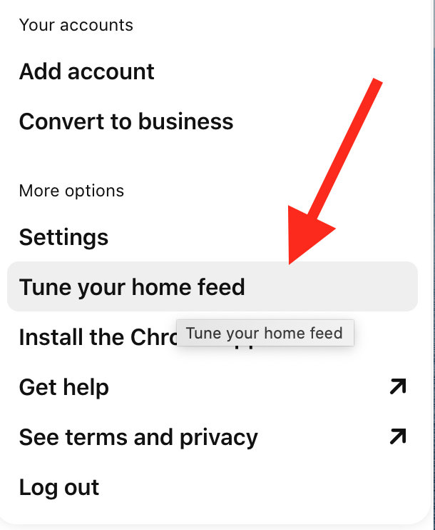 pinterest tune your home feed 