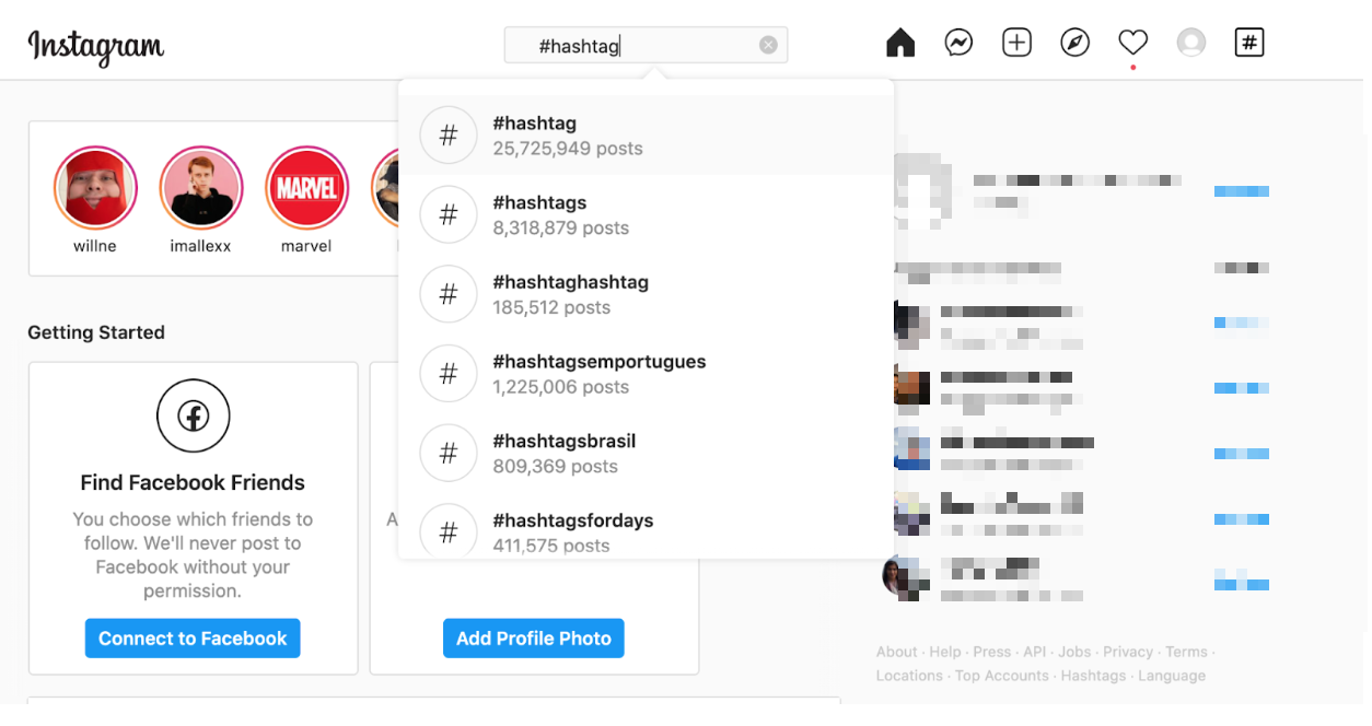 instagram hashtag results