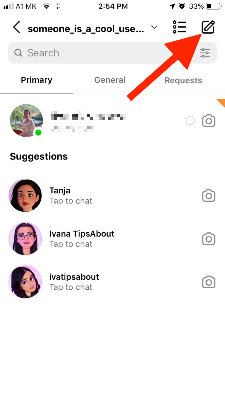 instagram chat pencil icon