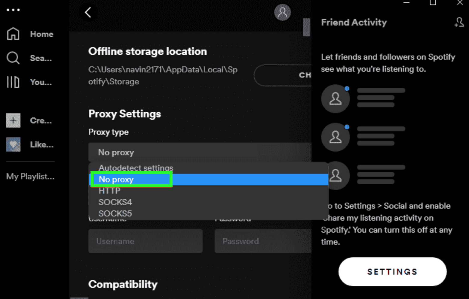 No proxy option