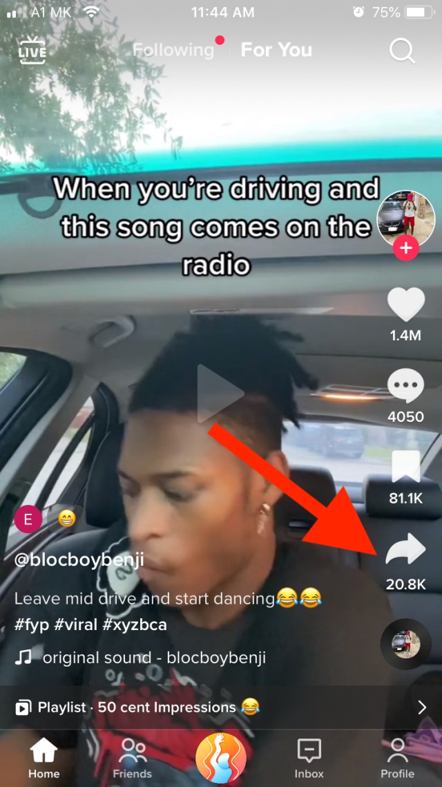 tiktok share feature