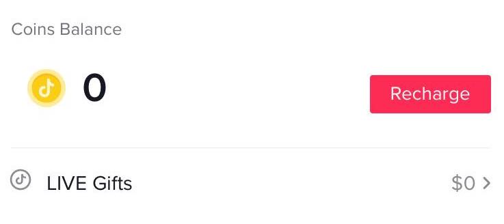 TikTok coins balance