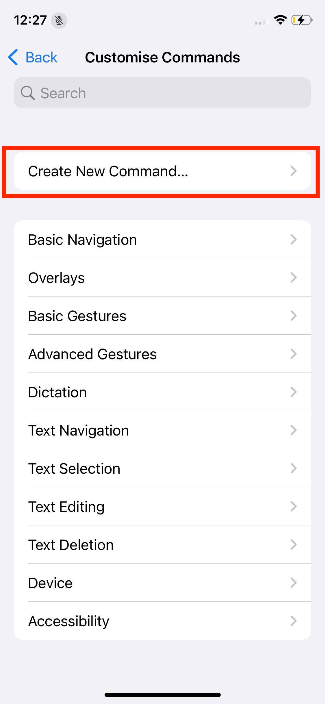 create a new command iphone